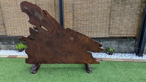 木彫り置物 木に鷲 ワシの木彫り