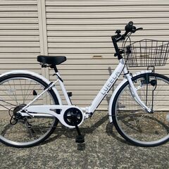 新品★未使用　シティサイクル 26インチ　シマノ製6段変速　マットホワイト