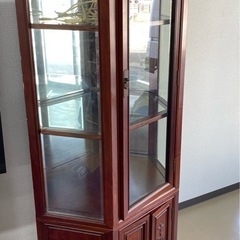 木製ガラスケース 3段棚付き ダークブラウン
