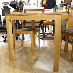 855)【美品】無印良品 ダイニング3点セット 木製テーブル 引出付 オーク材 ナチュラル 2022年製