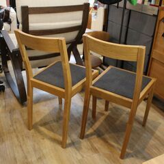 855)【美品】無印良品 ダイニング3点セット 木製テーブル 引出付 オーク材 ナチュラル 2022年製