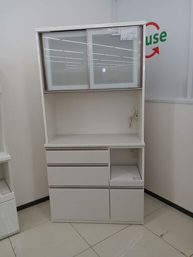 ★ジモティ割あり★ NITORI レンジボード ホワイト H201×D45×W100 クリーニング済み HJ4577