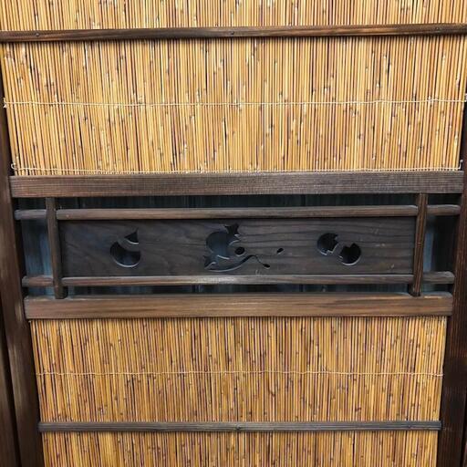 衝立屏風4連折り畳みパーティション竹細工間仕切りアンティークレトロ