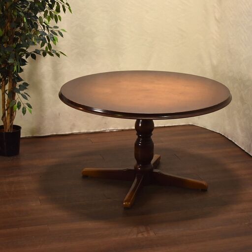 【ジモ取引終了10/7】≪zyt1643ジ≫ 飛騨産業 ダイニングテーブル 穂高 直径120cm オールドキツツキ/幅120cm/カフェテーブル/丸テーブル/丸型/ヴィンテージ家具/中古家具/宮城県仙台市 60823-05