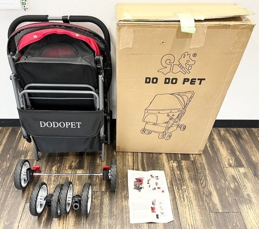 【中古品】GPR ペットカート 犬猫用　ベビーカー バギー 3way 四輪 対面押し可能 前輪360° 多頭用 軽量 コンパクト 折りたたみ ペット用品