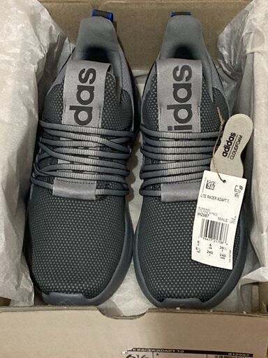 【未使用・新品】Adidasアディダス スリッポン スニーカー Lite Racer Adapt 7.0 海外モデル メンズ 24.5cm グレー