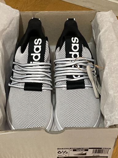 【未使用・新品】Adidasスリッポン スニーカー Lite Racer Adapt 7.0 海外モデル メンズ 24.5cmワイド 白/黒