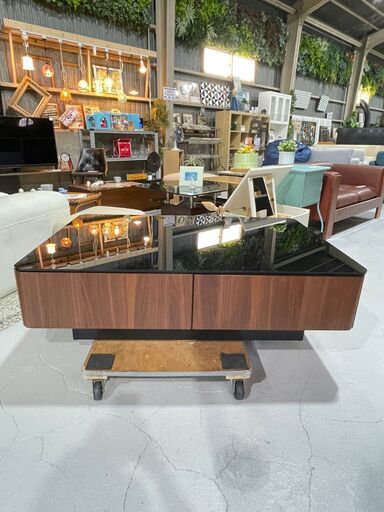 ★Meuble★モーブル 大塚家具取扱 センターテーブル W120cm リビング ローテーブル ガラス天板 ウォルナット