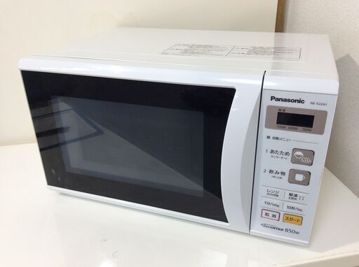 (10/16受渡済)JT9614【Panasonic/パナソニック 電子レンジ】美品 2018年製 エレック NE-E22A1-W 家電 キッチン ターンテーブル 横開き