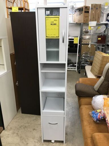 食器棚 キッチン収納 収納 おしゃれ 幅32.5cm ハイタイプ ホワイト 隙間 隙間ラック　スリム キッチンラック　堺市 石津　ジャングルジャングル石津店