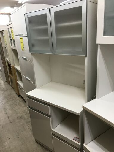 ニトリ エレナ80 キッチンボード レンジボード 食器棚 レンジ台 幅80cm おしゃれ シンプル ホワイト 収納キッチン 女性が使いやすい 高さ180cm 新生活 クリーニング済 堺市 石津【ジャングルジャングルサカイ石津店】