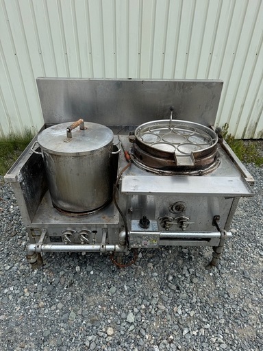 タニコー　CR-120 LPガス　中華レンジ　寸胴、麺茹鍋　セット