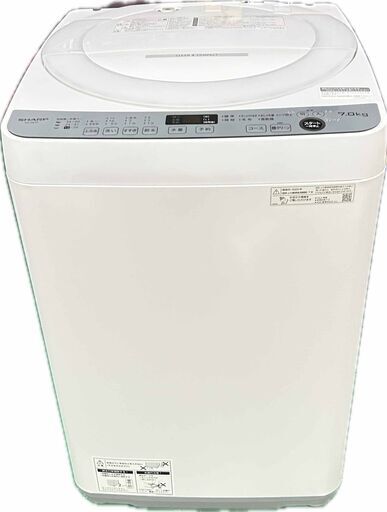 動作品 2022年製　2023年3月購入 7.0kg シャープ 全自動洗濯機 SHARP ES-GE7F-W 高濃度洗浄 自動槽洗い　糸くずフィルター新品