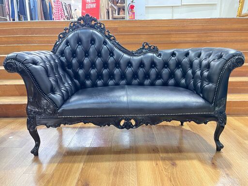家具 生活家具 カウチソファー　ロココ調　ブラック