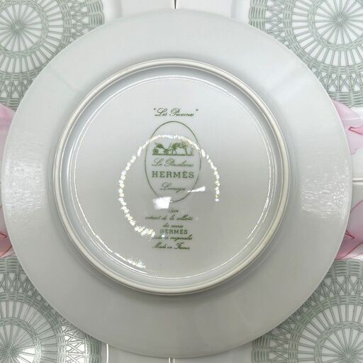 12591★レア 未使用 保管品 食器 HERMES エルメス ピヴォワンヌ 5枚セット プレート 花 お皿 食器 ケーキ皿 芍薬 デザートプレート 黄緑色 希少