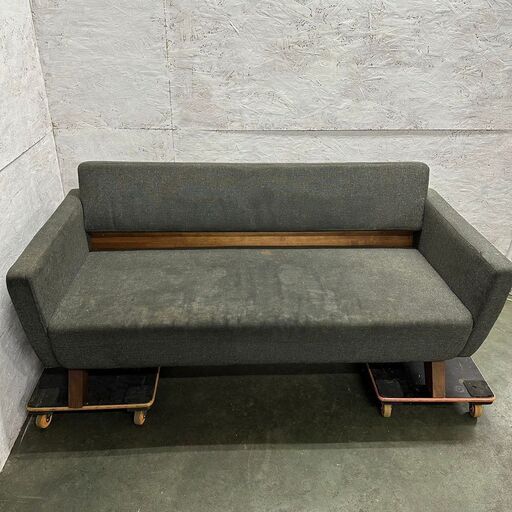 【直接引取限定】 【ミヤモト家具】 2人掛け ソファ 布張り N0381