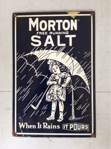 ブリキ看板 Morton Salt Girl モートンソルト　　横約20.5㎝×縦30.5㎝