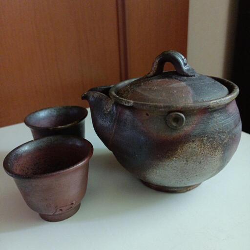 備前焼　宝瓶　煎茶　急須　茶杯２客