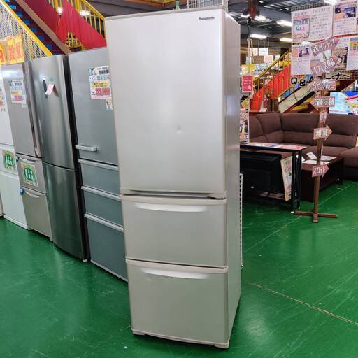 【愛品倶楽部柏店】 保証充実 Panasonic (パナソニック) 2021年製 365L 3ドア 冷凍冷蔵庫 NR-C372N-N 野菜室が真ん中 右開き 幅59cm スリム設計