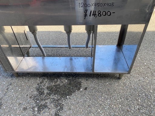 ☆中古品 3槽シンク 1200×450×925 包丁収納付き 厨房 厨房