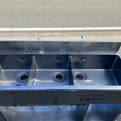 ☆中古品 3槽シンク 1200×450×925 包丁収納付き 厨房 厨房用品☆