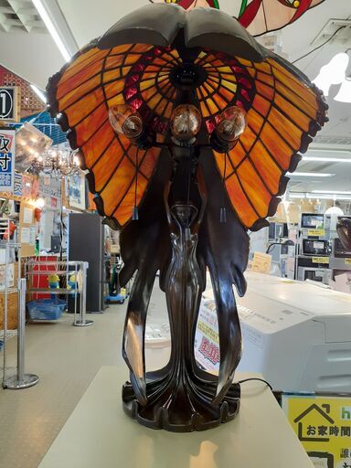 安心の動作確認済ペーター・ベーレンス  ステンドグラス テーブルランプ Table Lamp Flying Lady - Peter Behrens保証有り【愛千130】