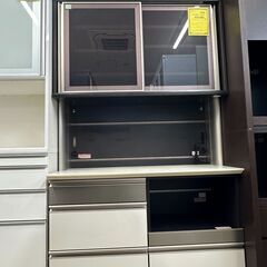 ジモティ来店特価!! 食器棚 綾野家具 ダークブラウン×ホワイト J-1030