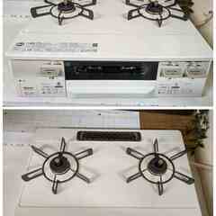 リンナイ 2口ガスコンロ PT20V-WHL 都市ガス用 ココットプレート付き 水無し両面焼き