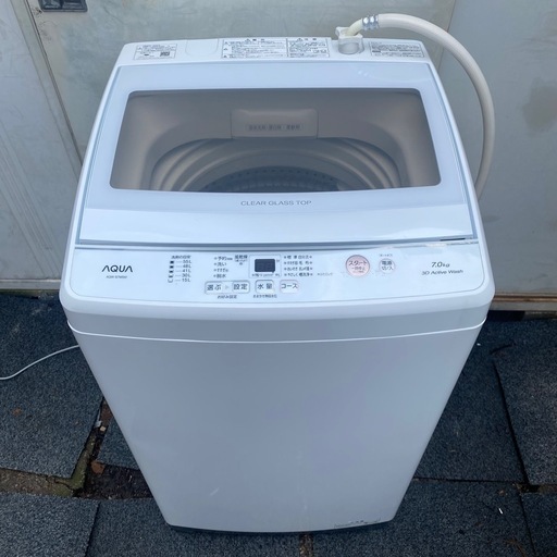 【美品】AQUA アクア 洗濯機 AQW-S7M(W) 7.0kg 3D Active Wash 2022年製 簡易清掃済み 動作確認済み 家電 一人暮らし