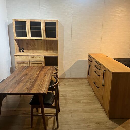 オールコーディネート　まとめて購入で超お得　食器棚　ダイニングテーブル　ダイニングチェア　ダイニングベンチ　カウンター　間仕切り　ナチュラル　ヴィンテージ風