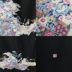 本加賀友禅 黒留袖 寺西一紘 作家物 花柄 正絹 袷 広衿 比翼