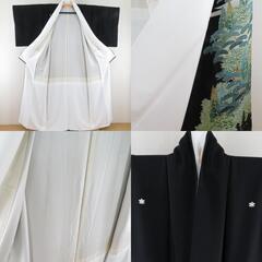 本加賀友禅 黒留袖 登恵弌 山風景柄 正絹 袷 広衿 比翼