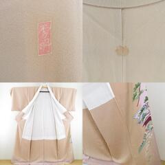 本加賀友禅 色留袖 江波秀明 山並みに花鳥文様 茶ベージュ色 作家物