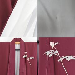 付下げ 加賀友禅 沢飯芳雄 手描き友禅 落款入り 華文様 一つ紋 ぼかし染め エンジ色 袷 広衿 正絹 仕立て上がり着物 身丈158cm