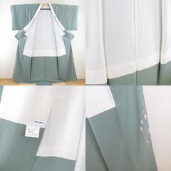 本加賀友禅 訪問着 前川哲 枝花に小鳥文様 灰緑色 作家物