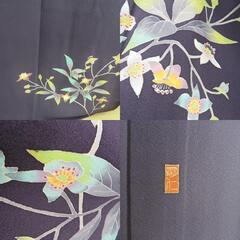 本加賀友禅 訪問着 稲手明仁 枝花文様 紫色 作家物 落款入
