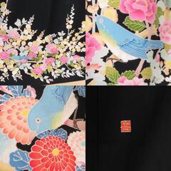 本加賀友禅 黒留袖 東藤岳 花に小鳥文様 正絹 袷 広衿 比翼付 落款入 作家物 本場加賀友禅染 礼装着物 フォーマル 仕立て上がり 身丈163cm