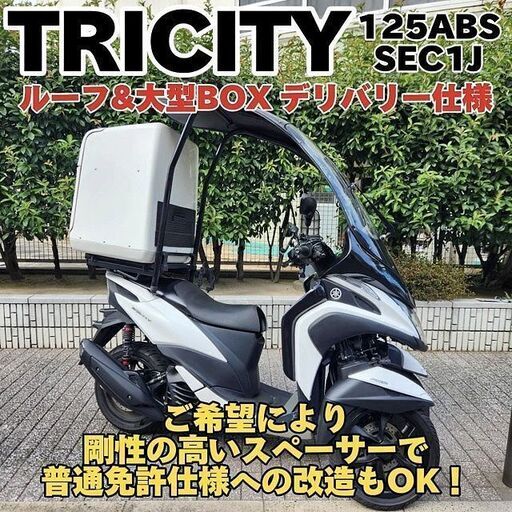 【普通免許仕様もOK！】トリシティ125ABS ZORRO製ルーフキット デリバリーBOX 走行2.8万km台 FAS等快適仕様★TRIX★