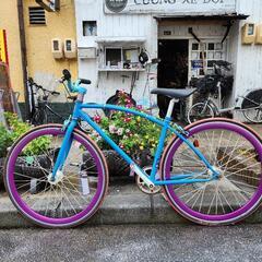 クロスバイク FIXED GEAR 700C 青 配達可能