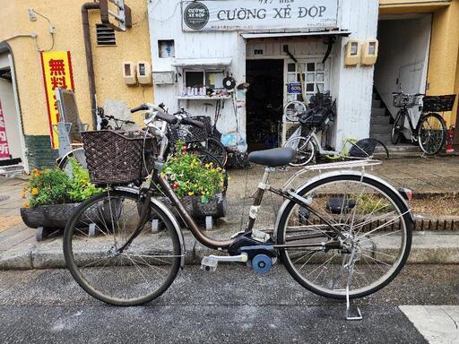 電動自転車　パナソニック　２６インチ　バッテリー　充電器　付き　３変速　茶色　配達可能