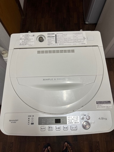 2019年製 シャープ 洗濯機 4.5kg 型番: ES-G4E6