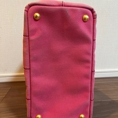 【PRADA】プラダ カナパ キャンバス トートバッグ　ピンク