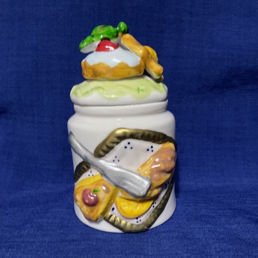 食べ物モチーフ 陶器製 シュガーポット キャニスター　高さ約12cm  商談中にて一旦中止に致します