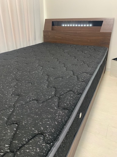 【美品】収納付セミダブルベッド　　ポケットコイルベッドマット