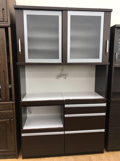 ★ジモティ割あり★ 松田家具 食器棚 ダークブラウン H198×W118×D45 クリーニング済み KJ6394