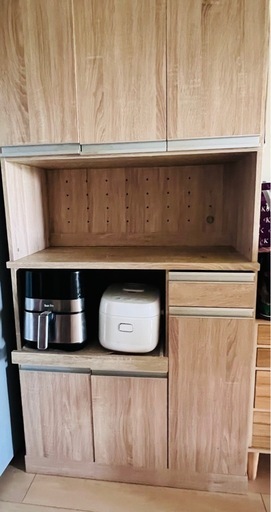 ナチュラルウッド キッチン収納 食器棚 幅90cm 高さ182.4cm