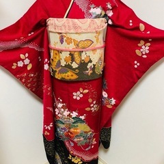 振袖フルセット花扇 松竹梅 金通し 金銀彩 赤紫 正絹 振袖フルセット 花扇 松竹梅 金通し 金銀彩 赤紫 正絹