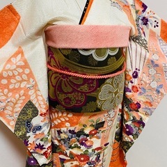 振袖フルセット　辻が花　手描き　絞り　金彩