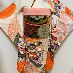 振袖フルセット　辻が花　手描き　絞り　金彩