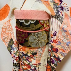 振袖フルセット　辻が花　手描き　絞り　金彩 振袖フルセット 辻が花 手描き 絞り 金彩